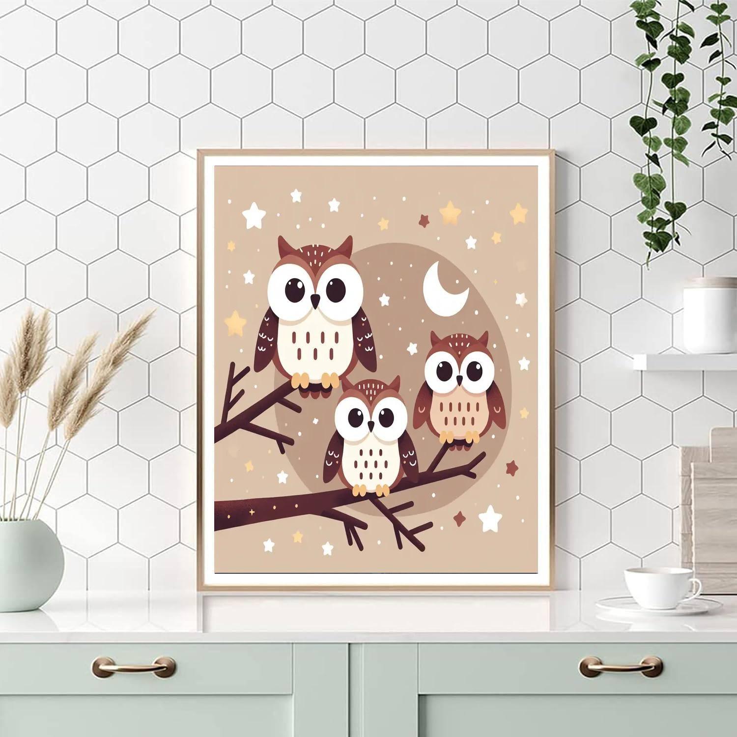 Charming Night Sky Owls Paint By Number