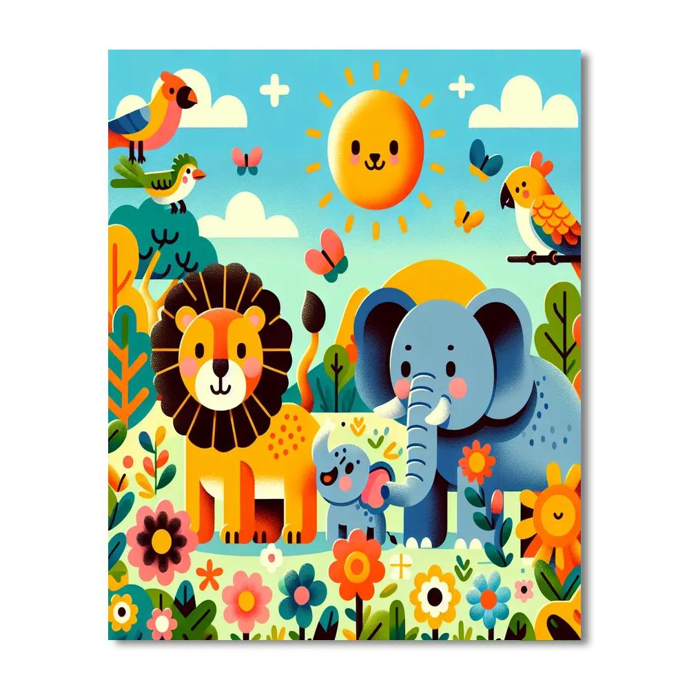 Rainbow Wildlife Adventure Paint By Numbers Art