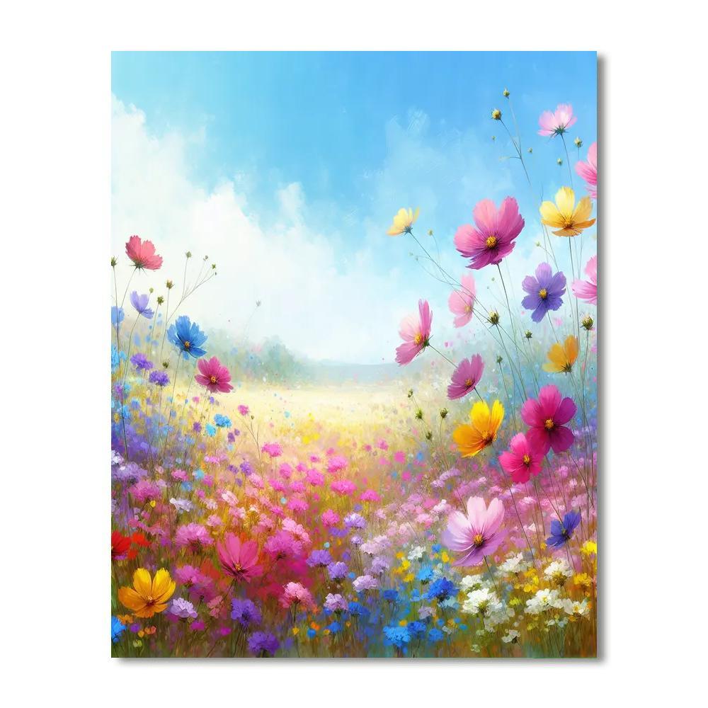 Vibrant Field Of Flowers Paint By Numbers Art
