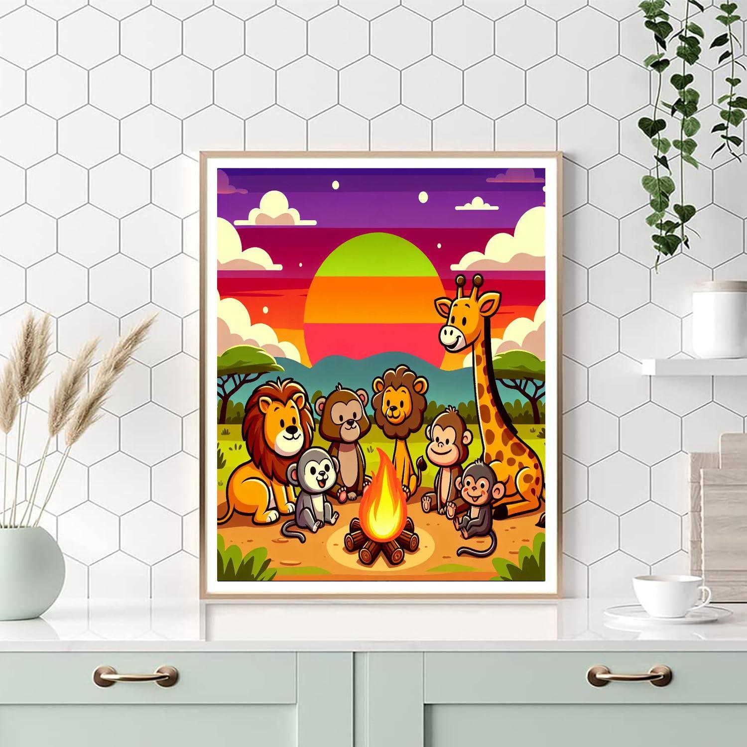 Safari Campfire Paint By Numbers Art