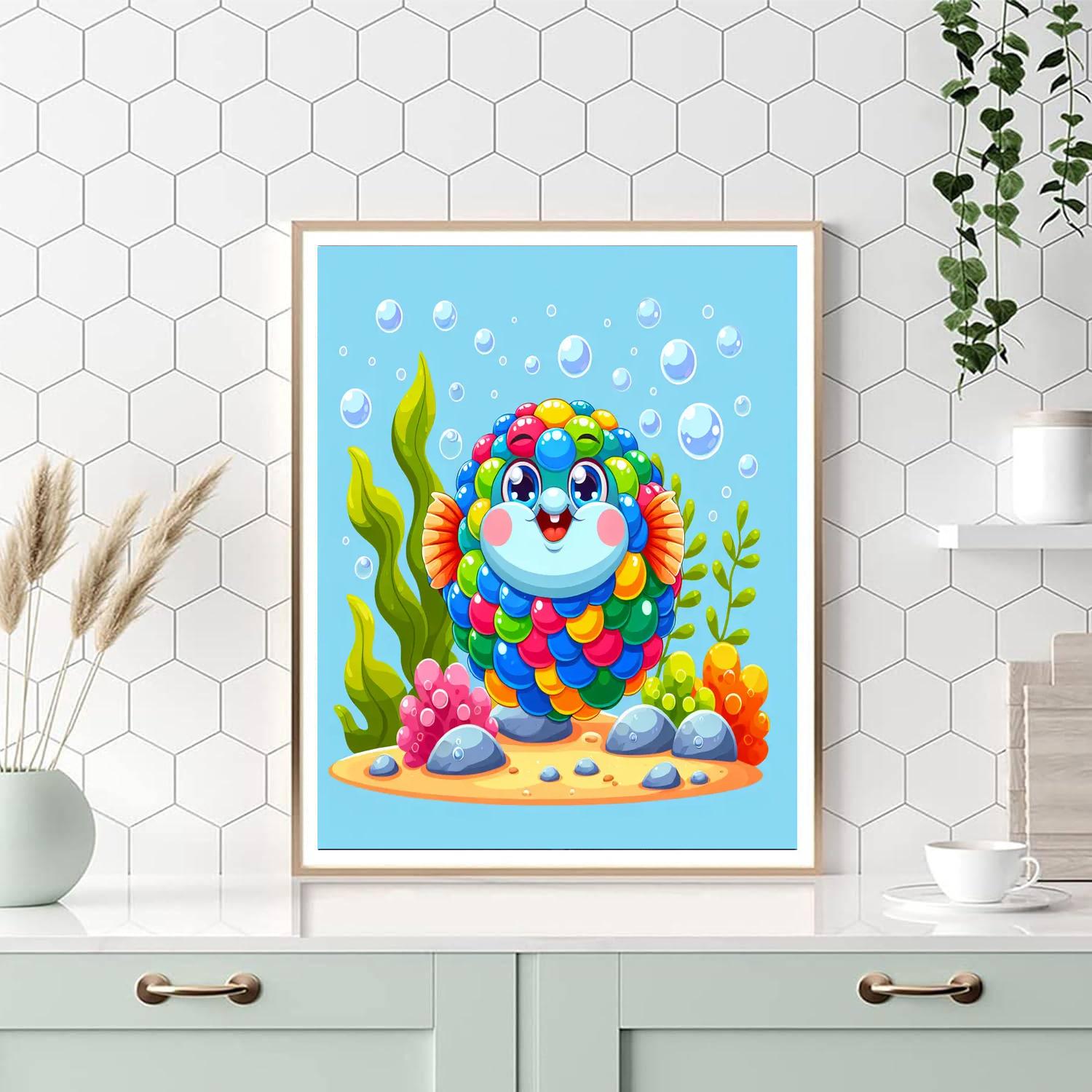 Cheerful Rainbow Fish DIY Paint By Numbers