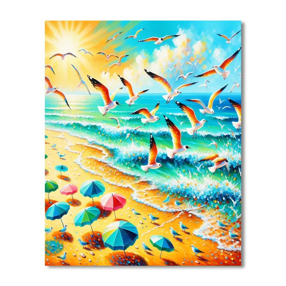 Playful Coastal Paradise Paint By Numbers Art