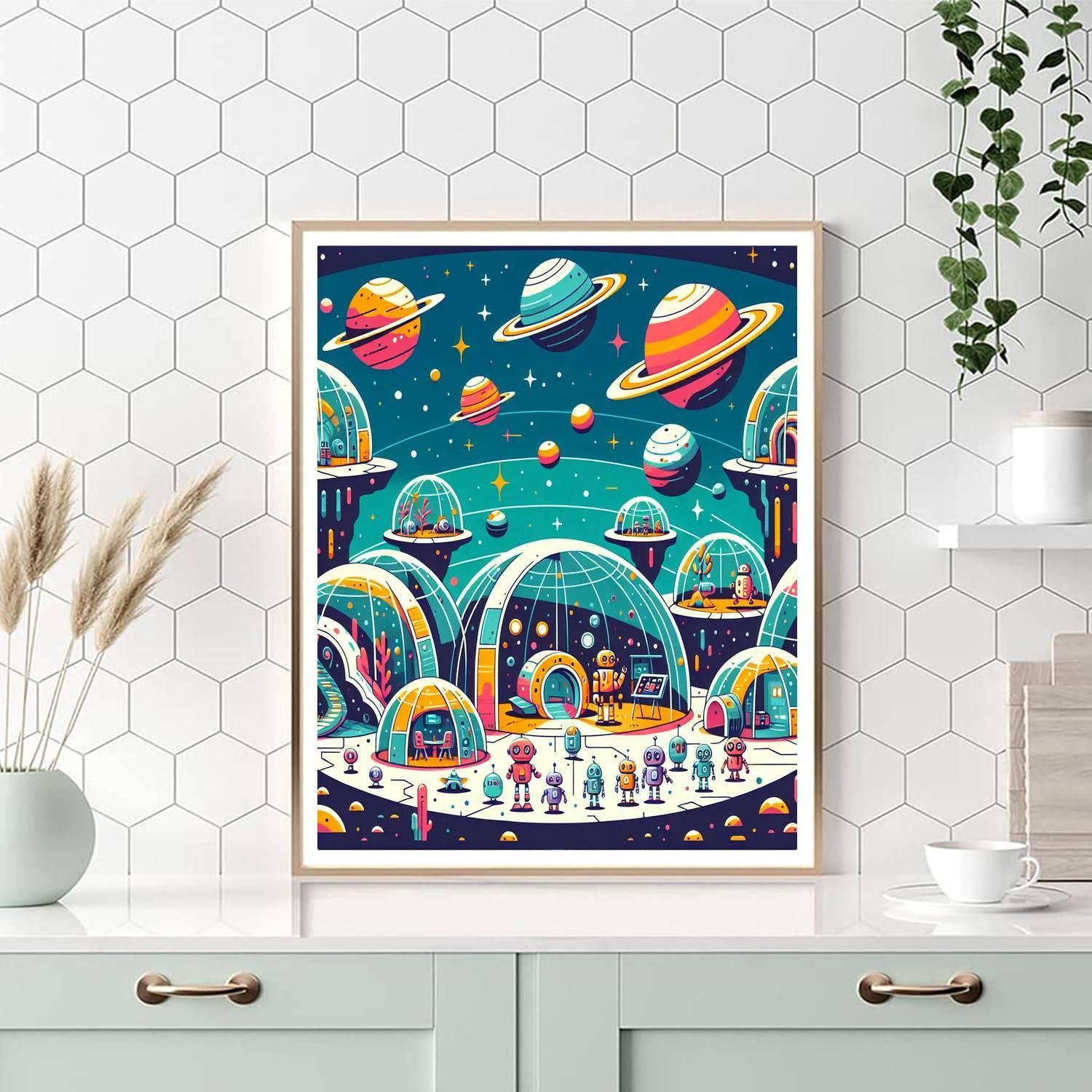 Futuristic Space Colony Paint By Numbers Art