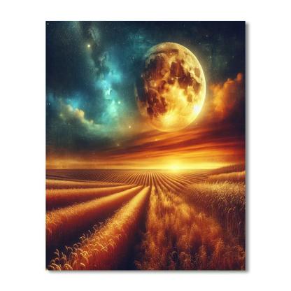 Harvest Moon Over Fields Paint By Numbers Art