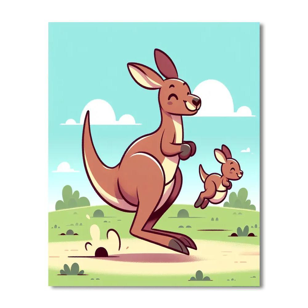 Caring Kangaroo Jump Paint By Number