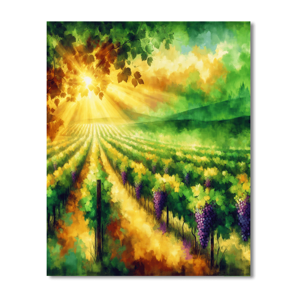 Charming Vineyard Rows Number Painting