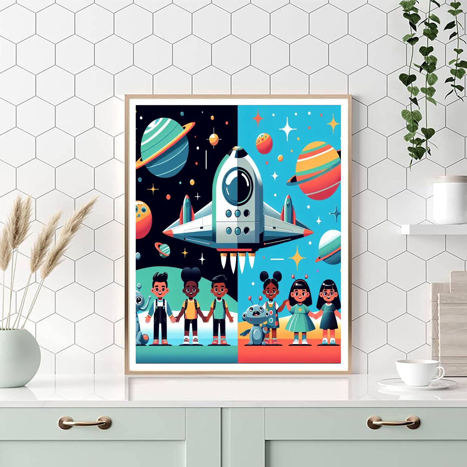 Alien Space Adventure Number Painting