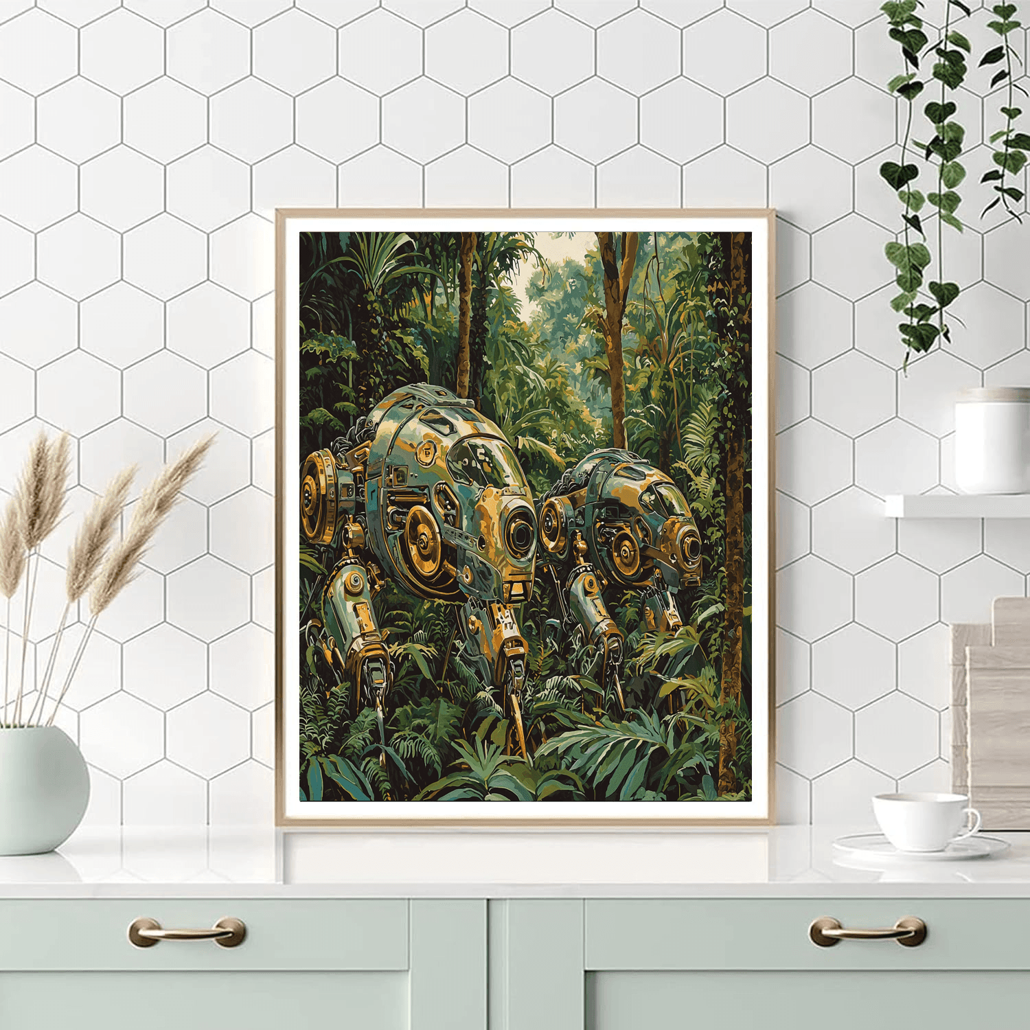 Salvador Dali Inspired Surreal Mechanized Jungle  Paint By Numbers Kits
