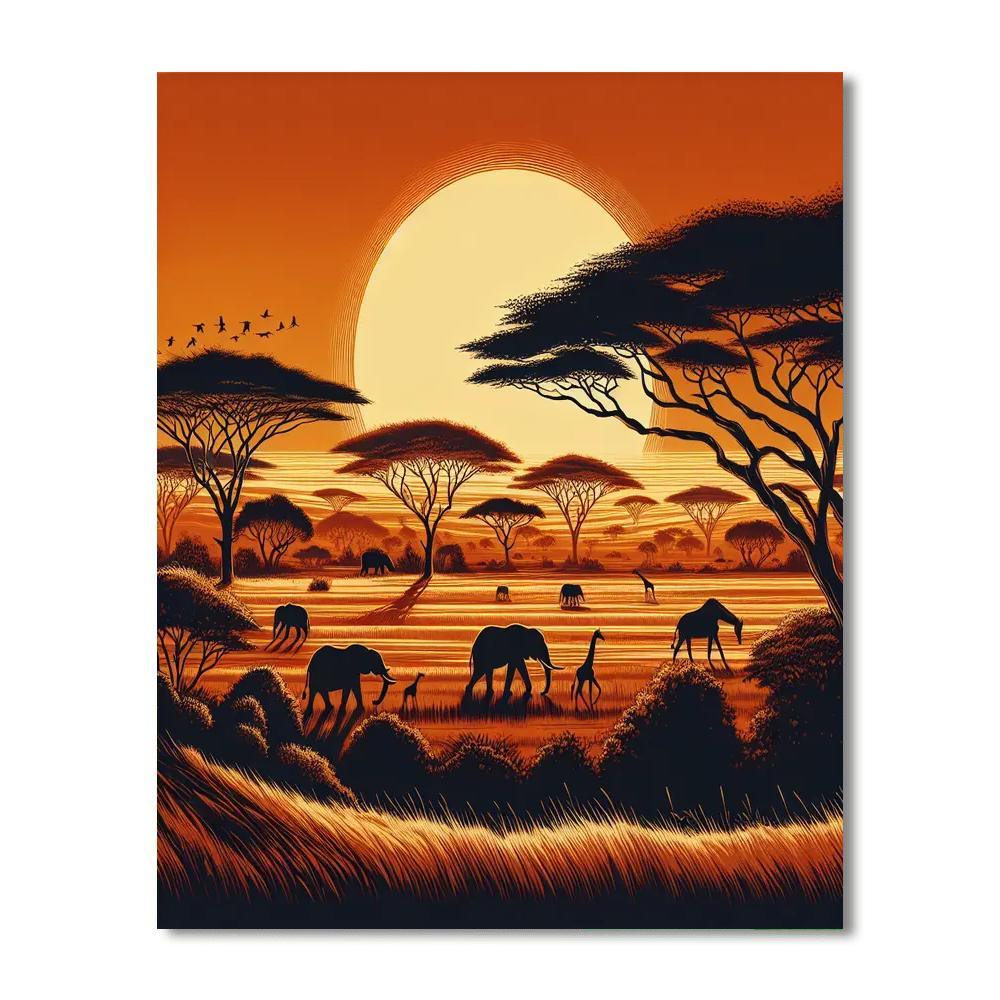 African Savannah Painting Number Kit