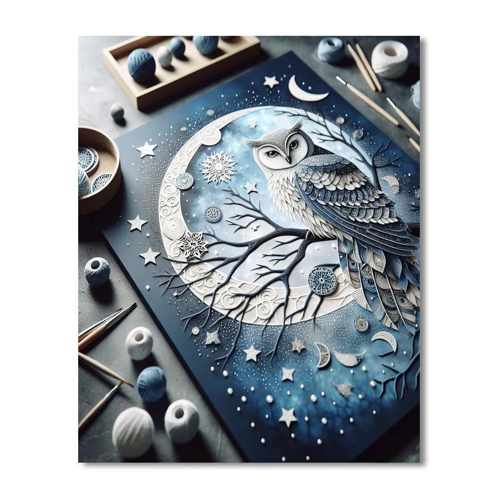 Mystical Owl In The Moonlight Paint By Color