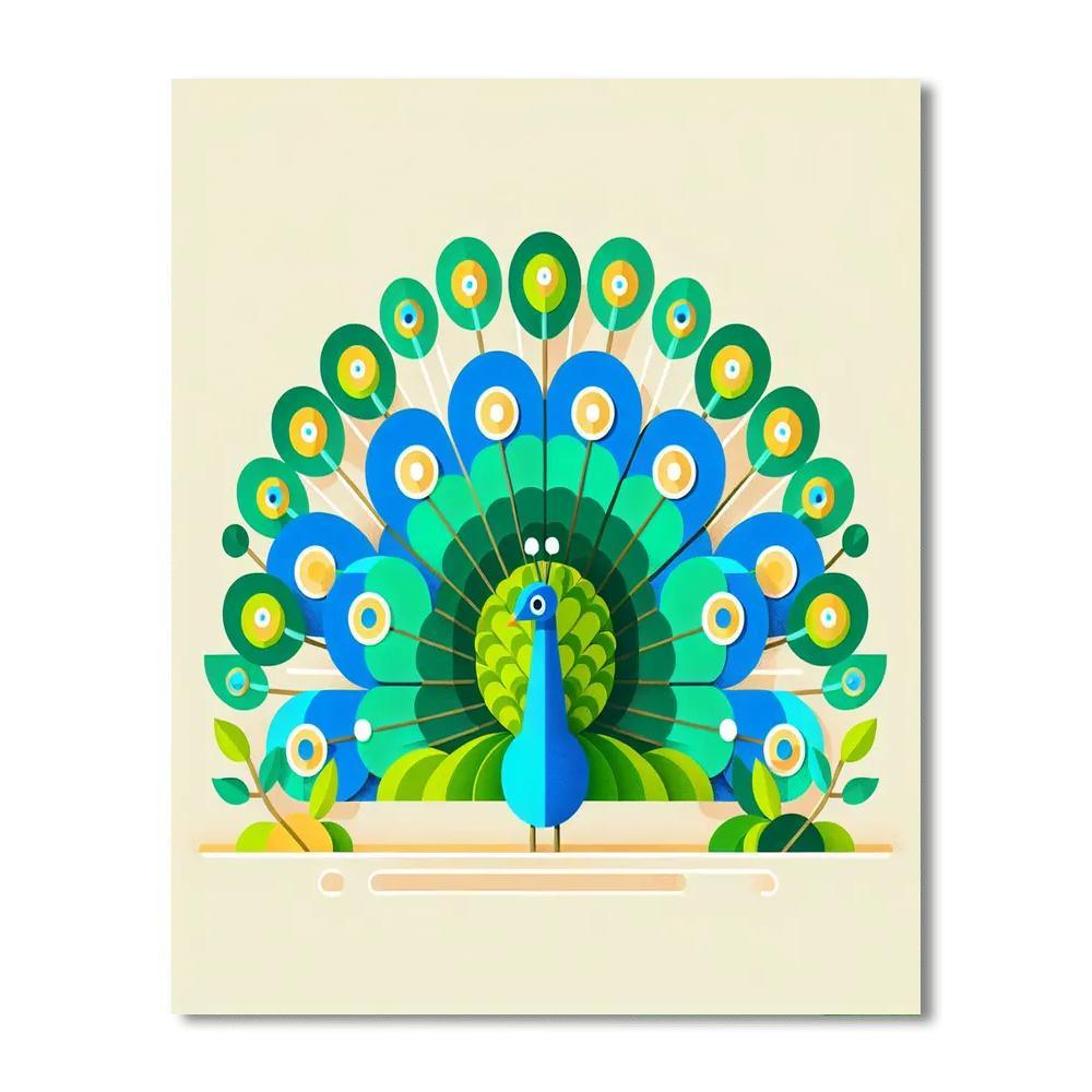 Prancing Peacock Parade Number Painting