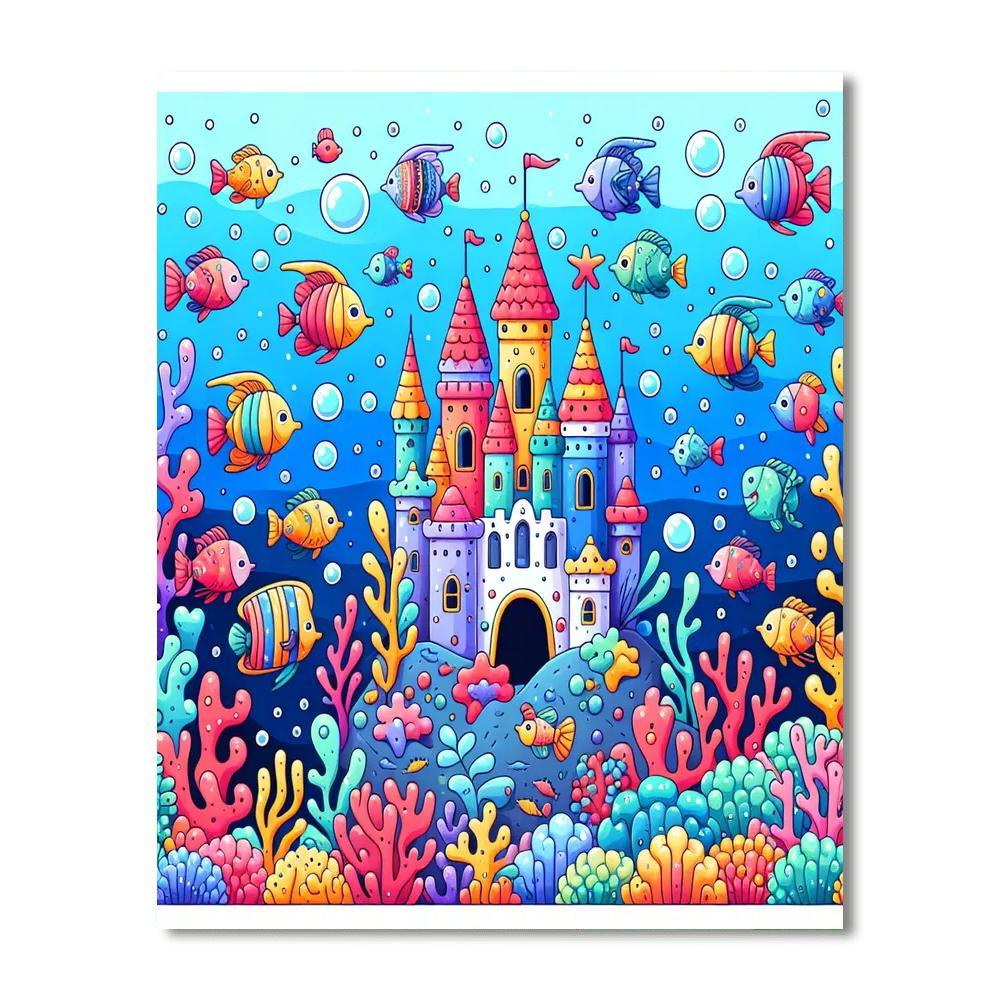 Charming Underwater Castle Number Painting
