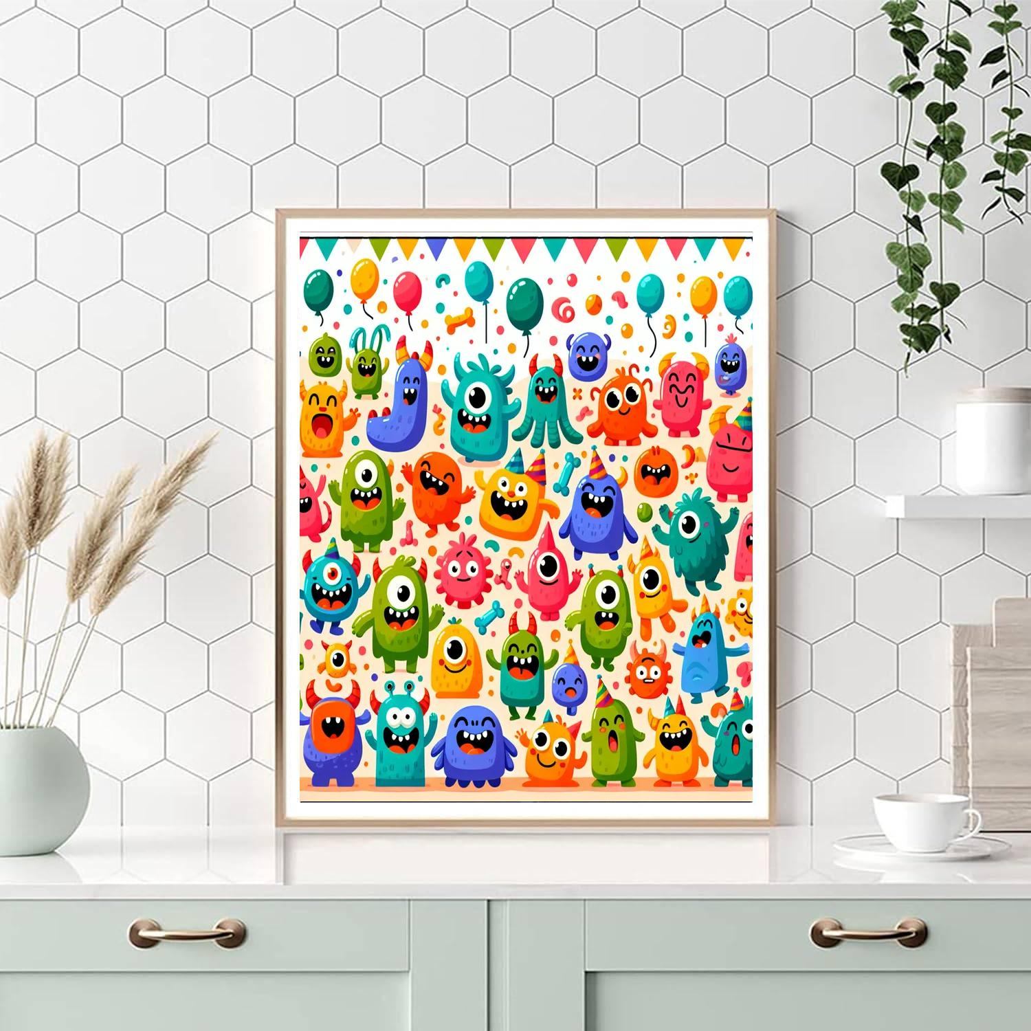 Silly Monster Gathering Paint By Numbers Art