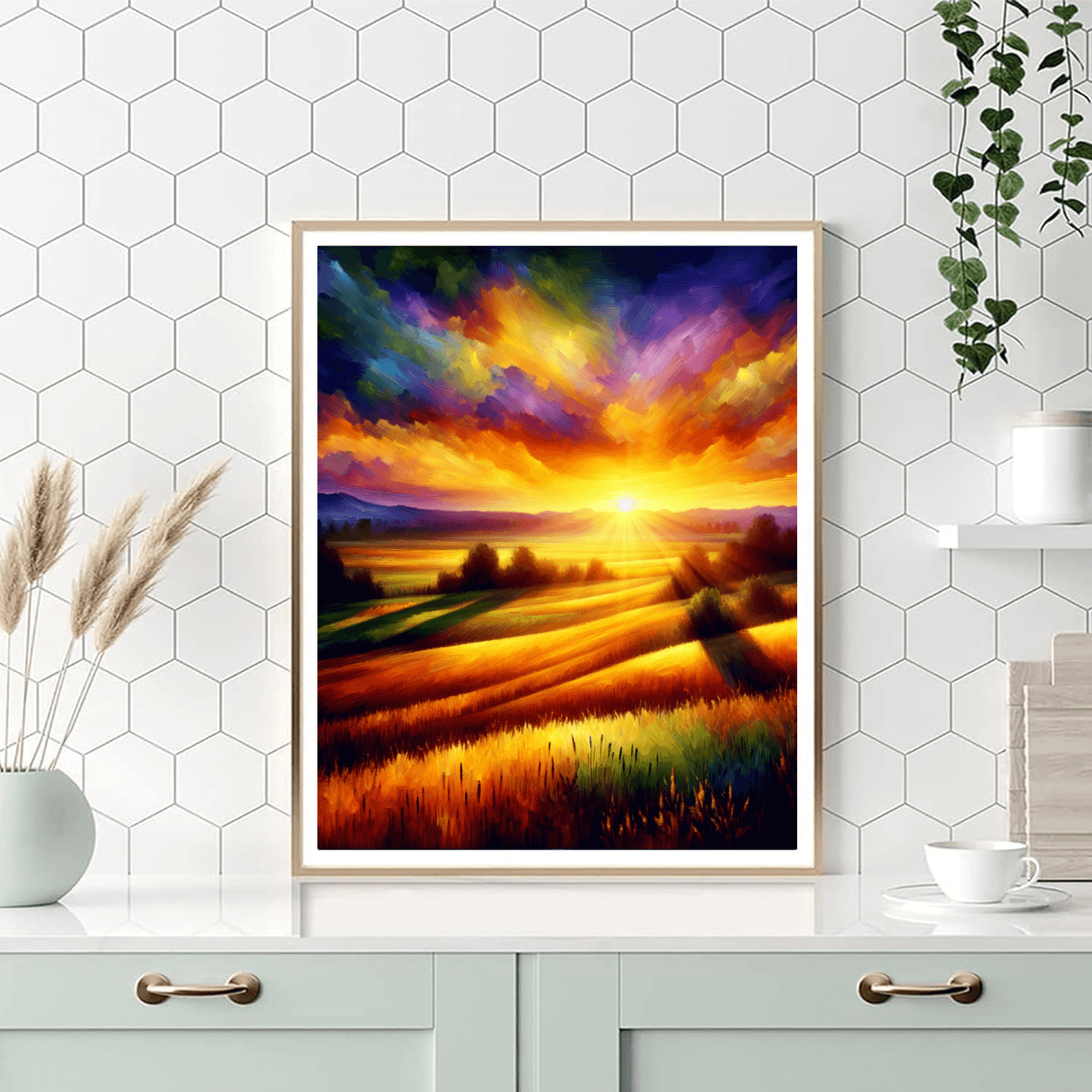 Sunset Over The Fields Paint By Number