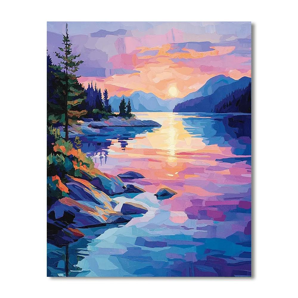 Paul Cézanne Inspired Dawn At The Crystal Lagoon  Painting By Numbers Kit