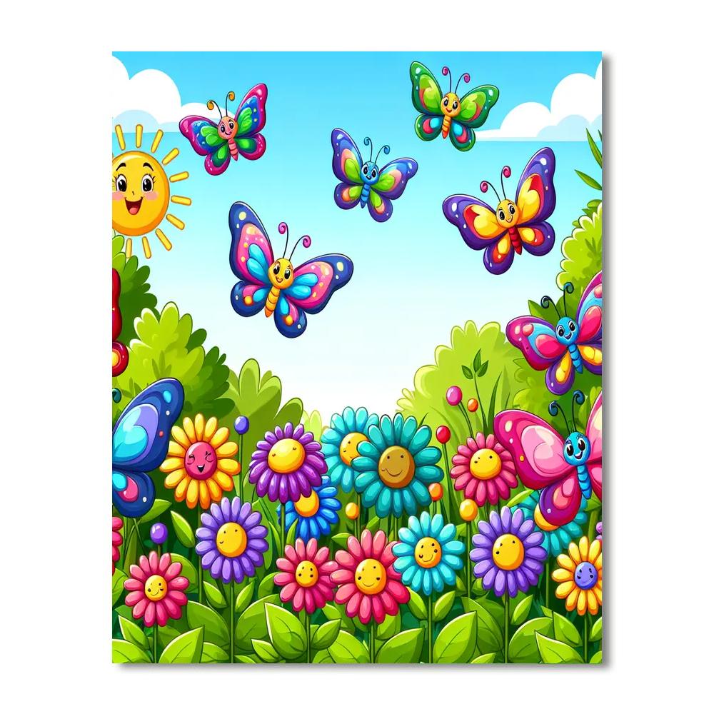 Colorful Garden Of Butterflies Numbered Painting Kits