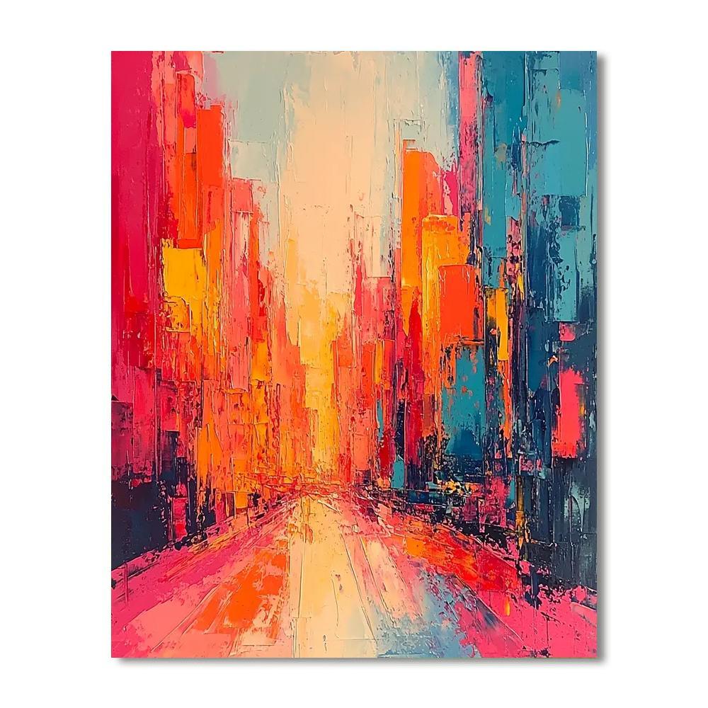 Willem De Kooning Inspired Abstract Urban Sunrise  Paint By Color