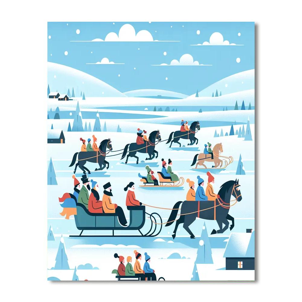 Winter Sleigh Ride Paint By Numbers