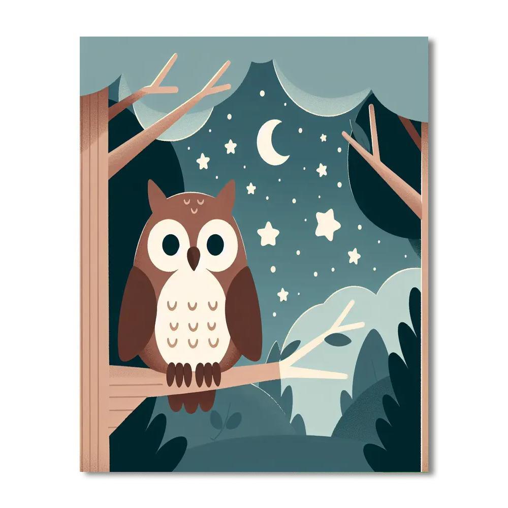 Mystical Owl Night Number Painting