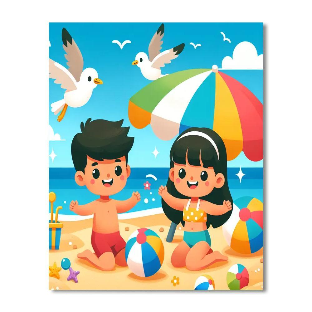 Sunny Adventure At The Beach Paint By Numbers Kits