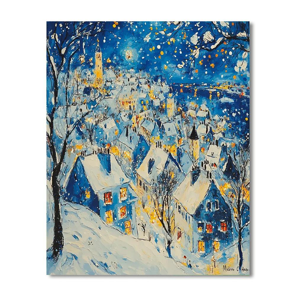 Marc Chagall Inspired Metropolitan Winter Fantasy  Painting By Numbers Kit