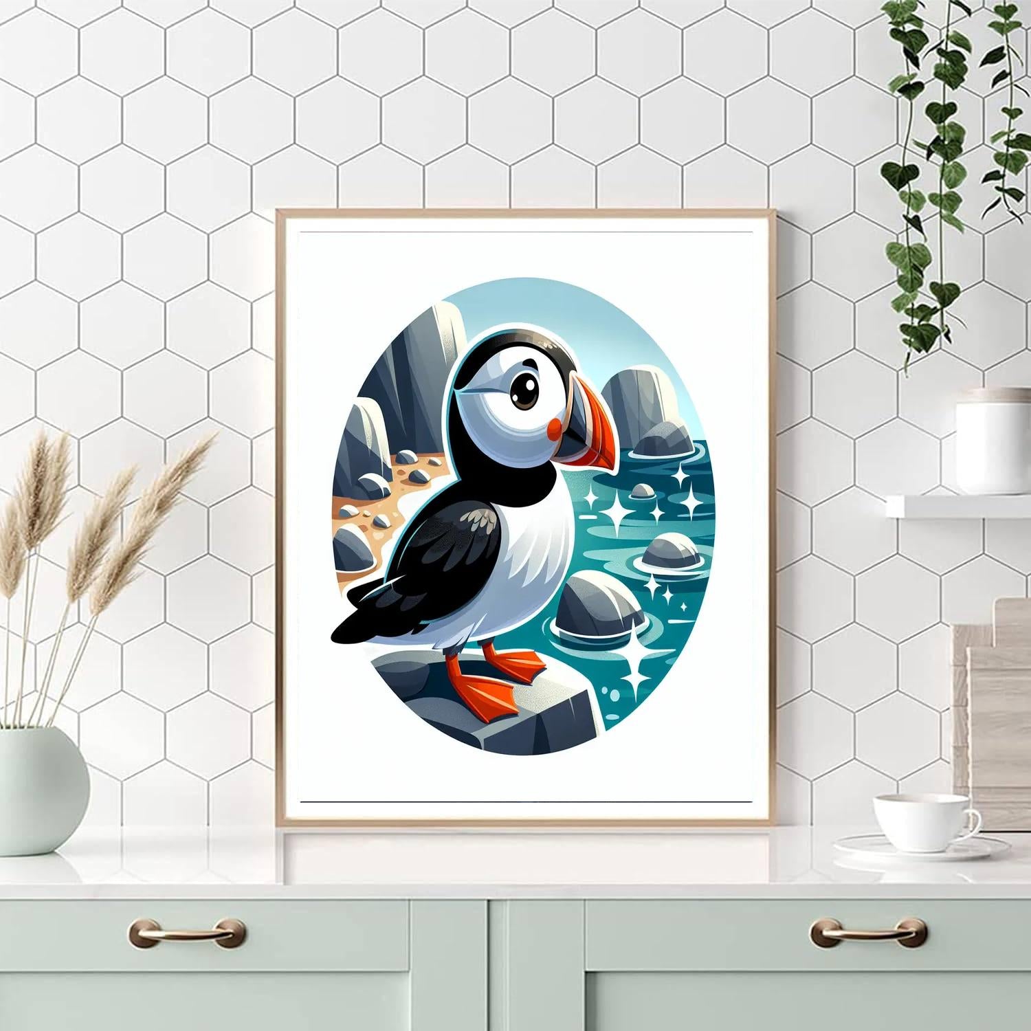 Pondering Puffin Paint By Numbers Art