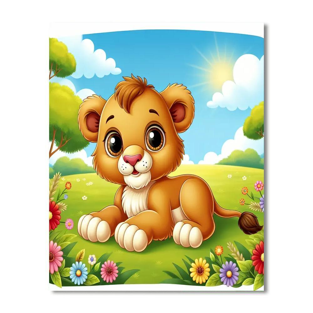 Cuddly Lion Cub Paint By Numbers Art