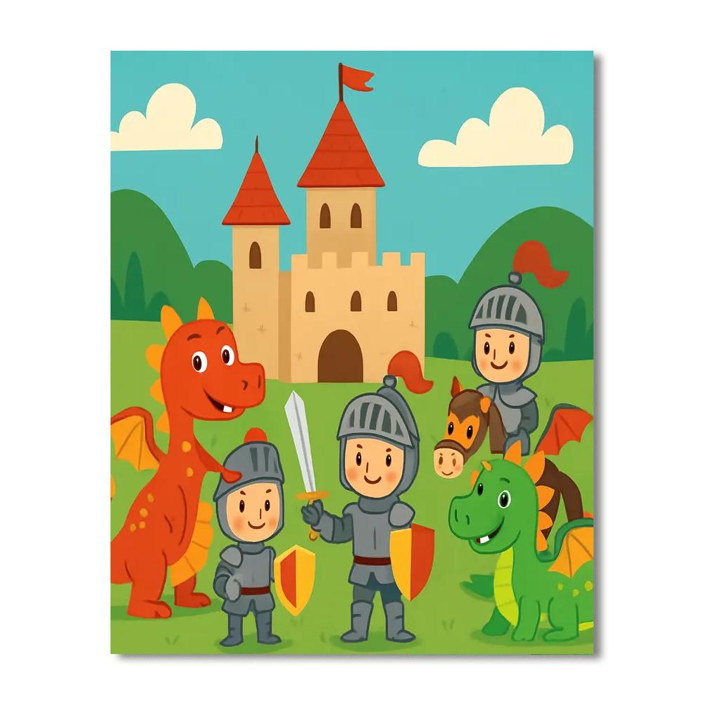 Castle Knights And Dragons Paint By Number