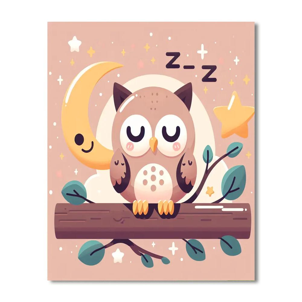 Sleepy Owl Paint By Numbers Art