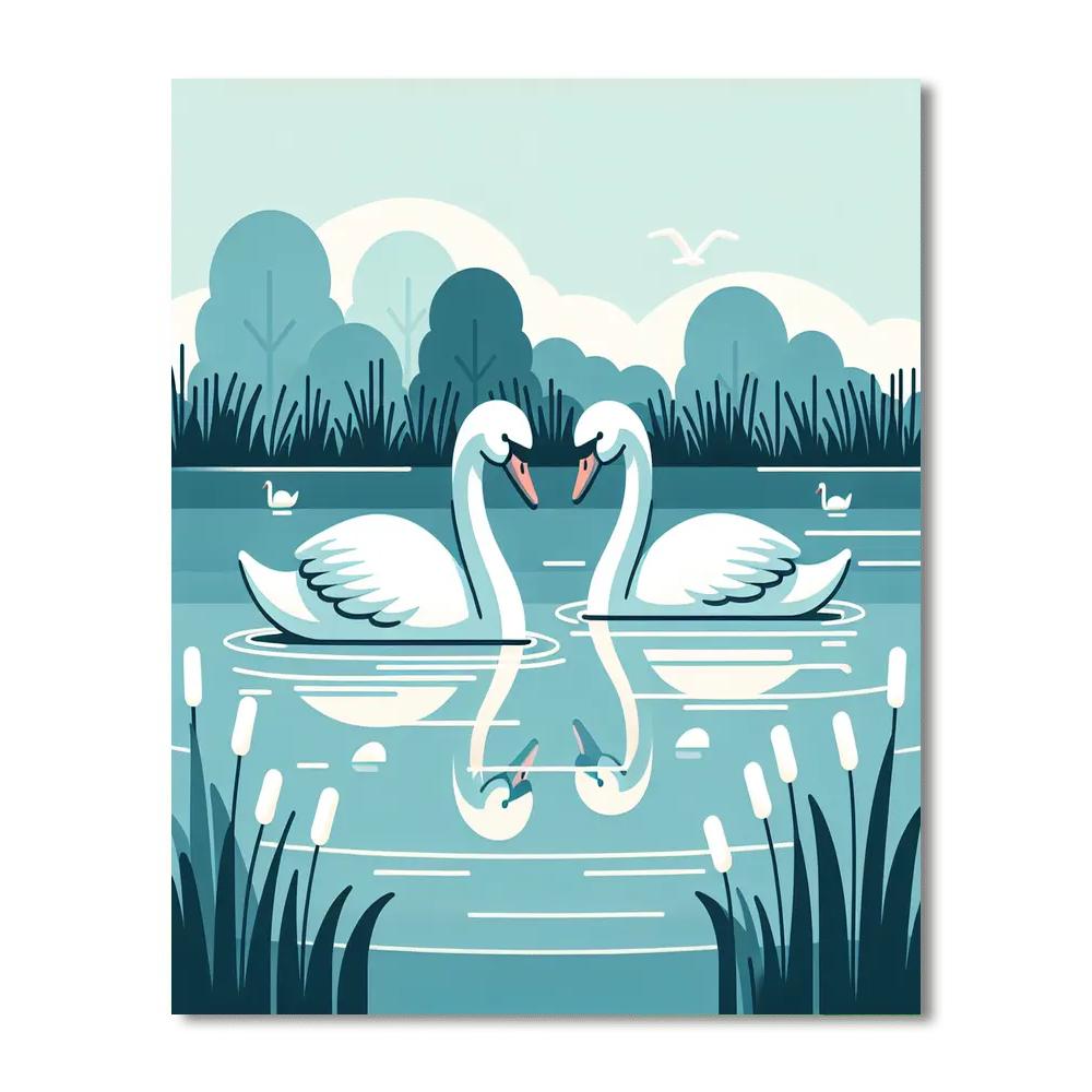 Soaring Swans Paint By Numbers Art