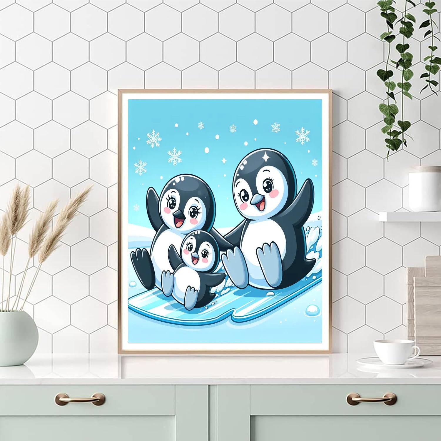 Playful Penguin Family Paint By Number
