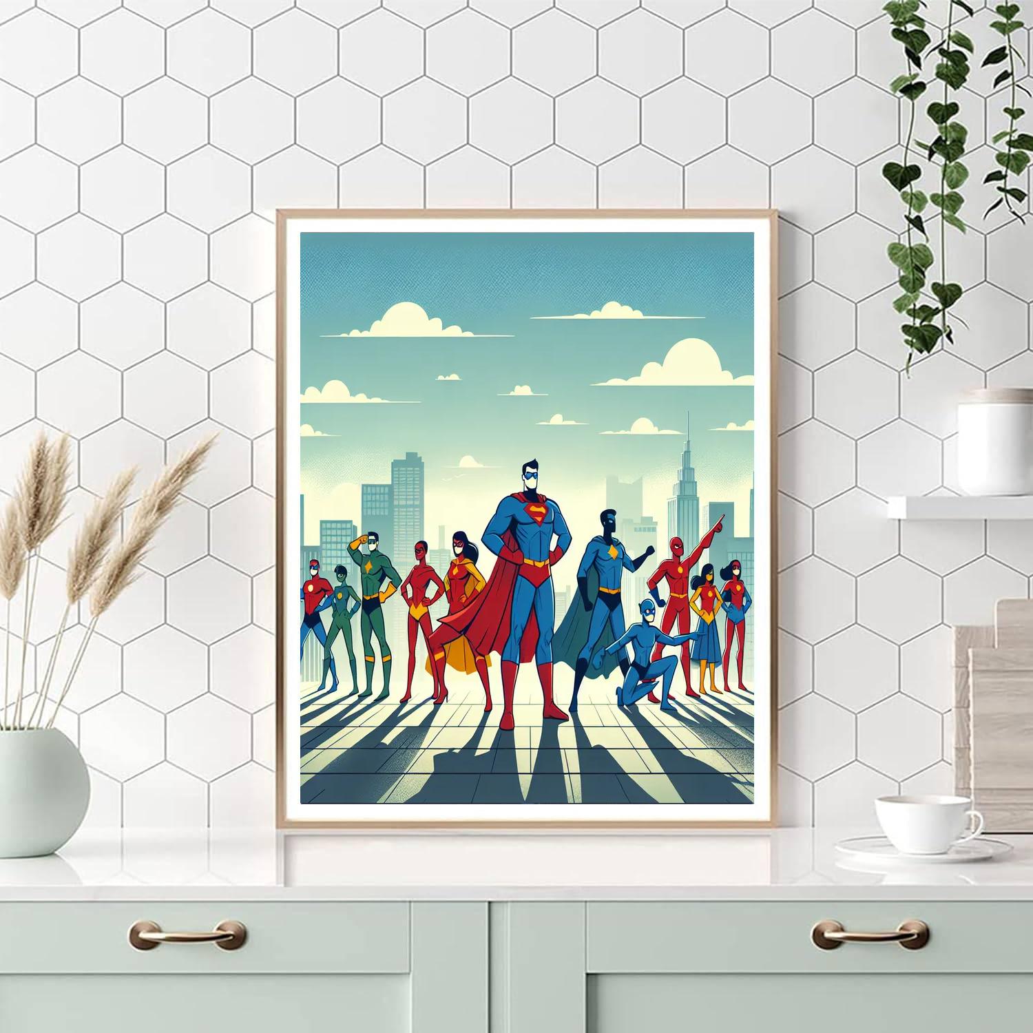 Superhero Teamwork Paint By Numbers Art