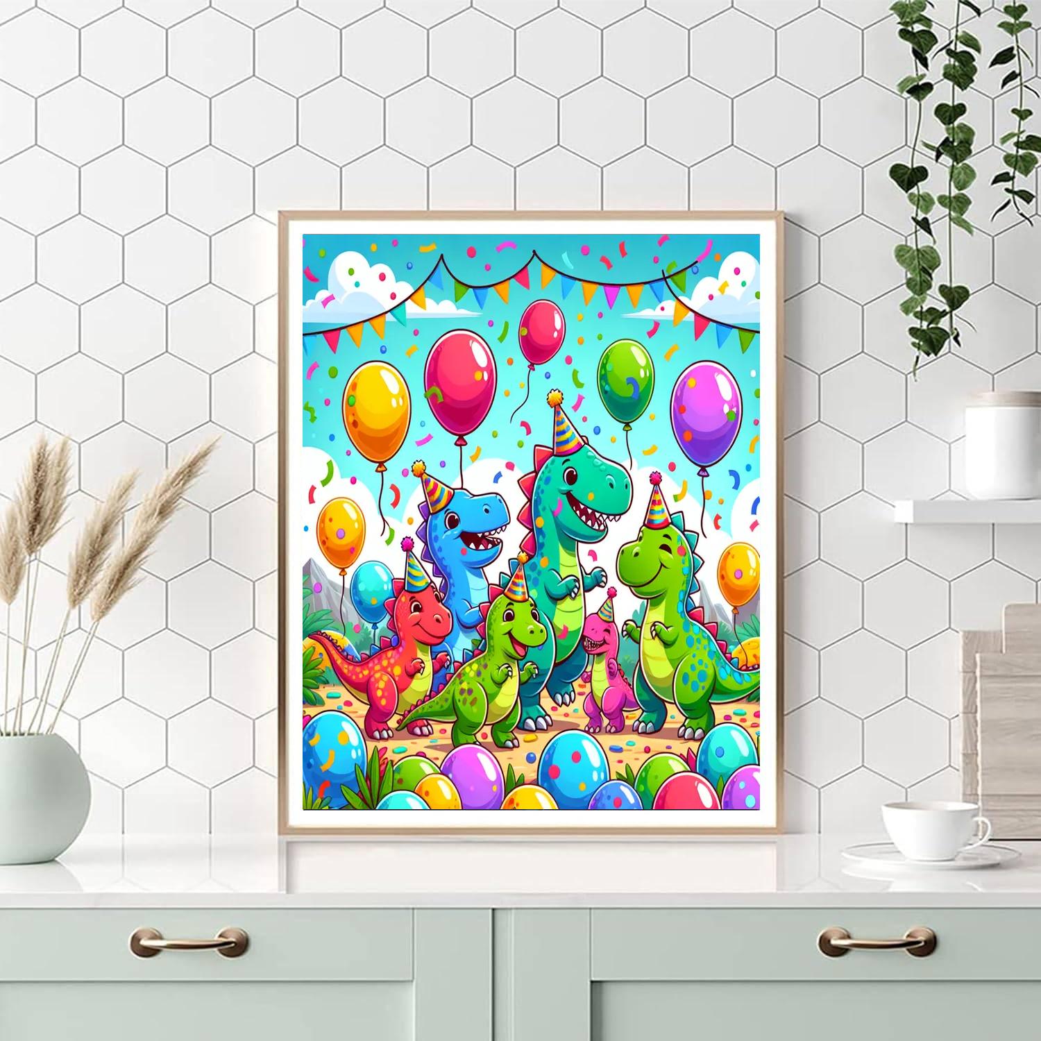 Dazzling Dinosaur Dance Painting By Numbers Kit