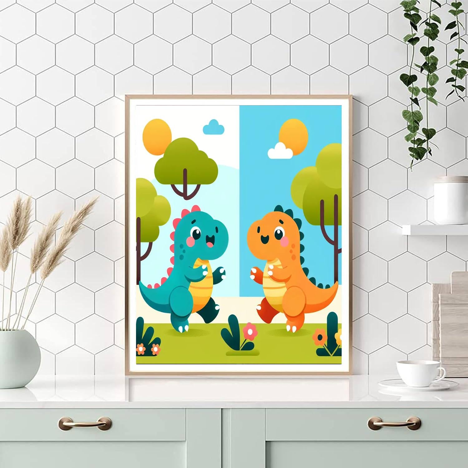 Happy Dino Friends Paint By Numbers Art