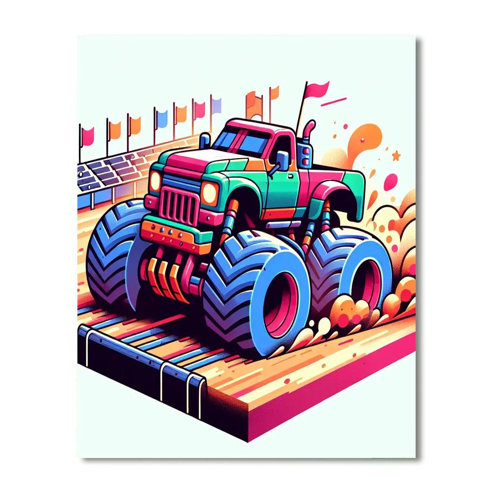 Monster Truck Rally Painting Number Kit