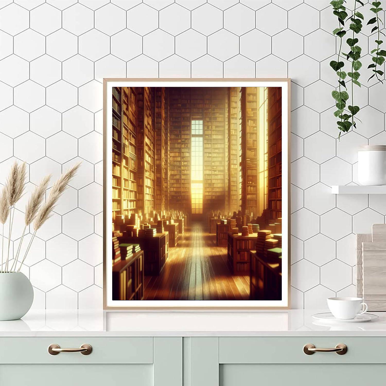 Library's Quiet Refuge Numbered Painting Kits