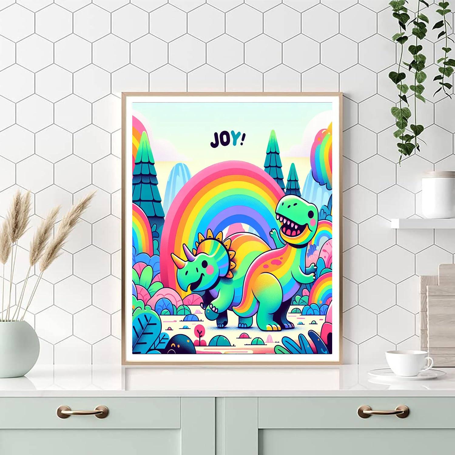Cheerful Dinosaur Friends Paint By Numbers Art