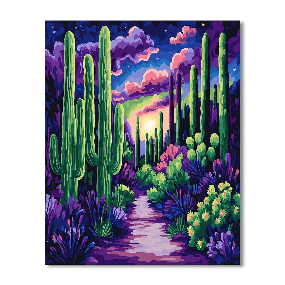Frida Kahlo Inspired Twilight Serenade Of The Cactus  Numbered Painting Kits