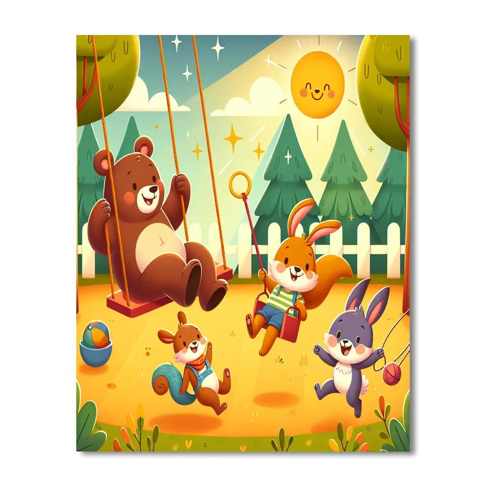 Joyful Animal Playground Numbered Painting Kits