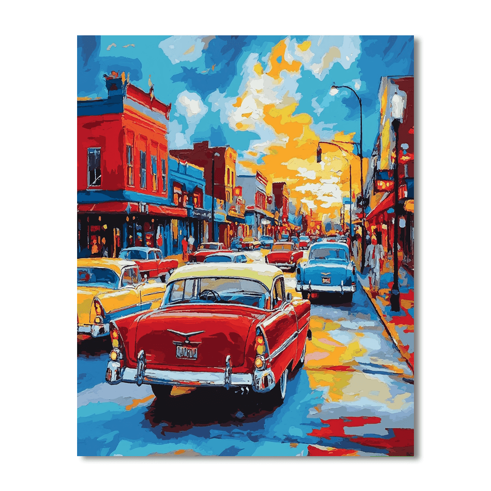 Edward Hopper Inspired Retro Car Showdown  Paint By Numbers Kits