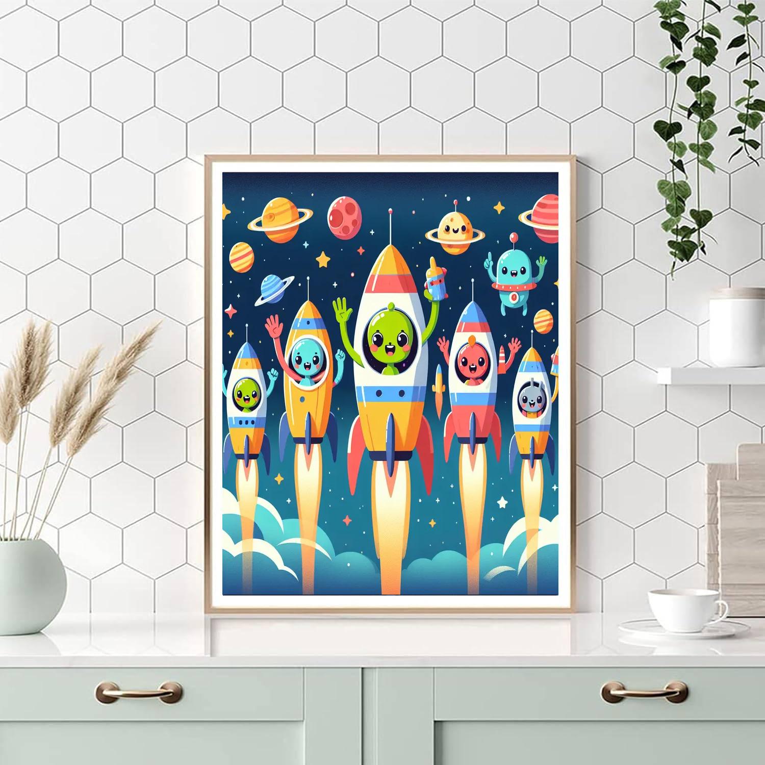 Space Odyssey With Rocket Friends DIY Paint By Numbers