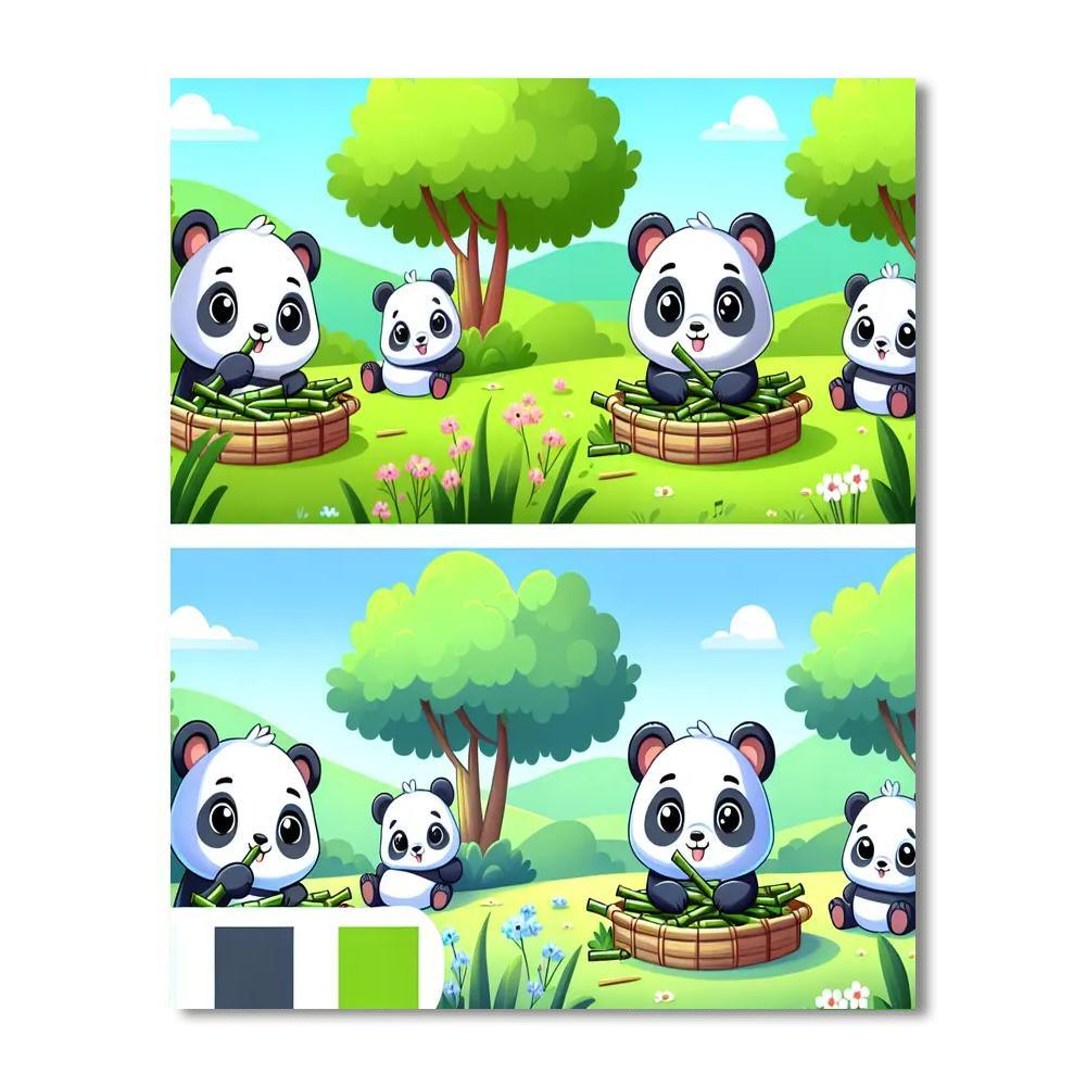 Peaceful Panda Meadow Number Painting