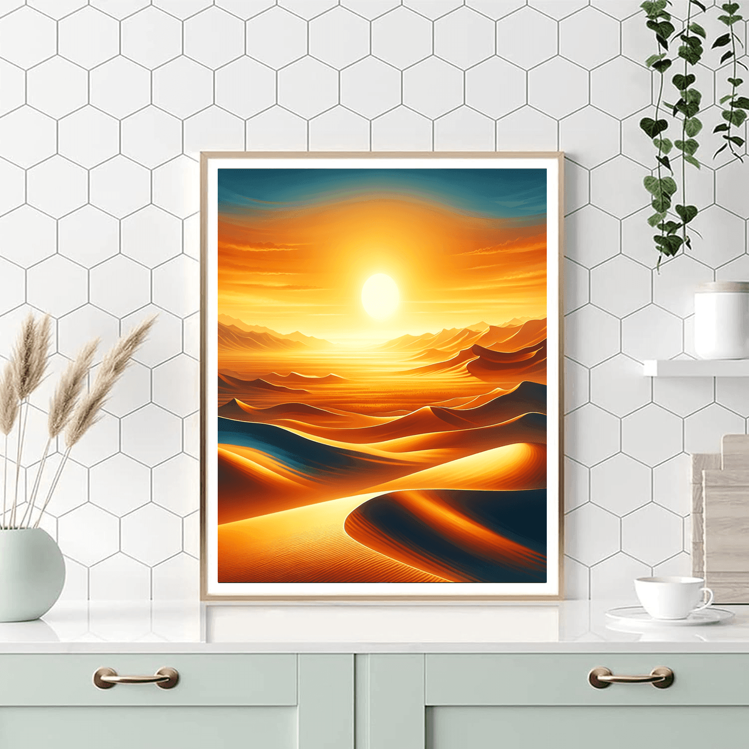 Tranquil Desert Sunrise Number Painting