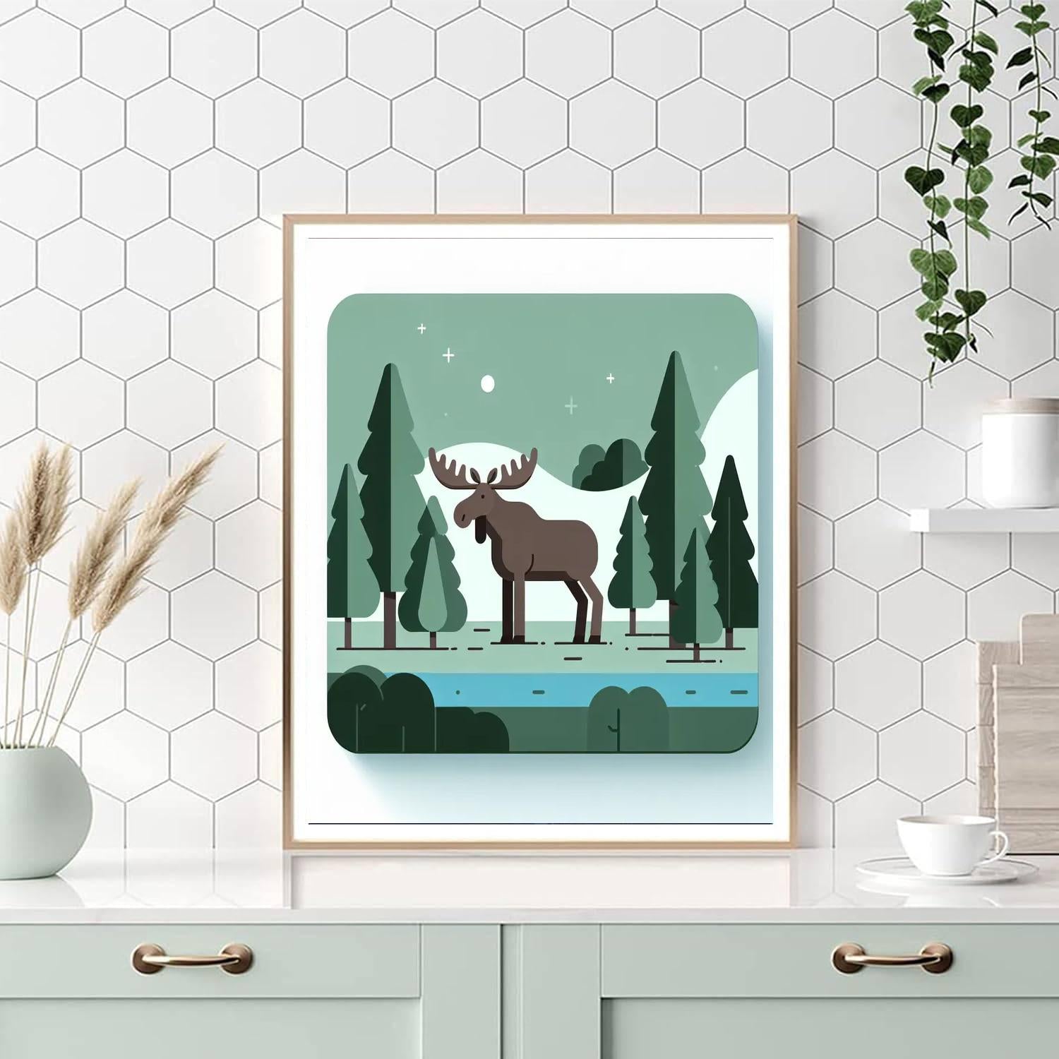 Friendly Moose Number Painting