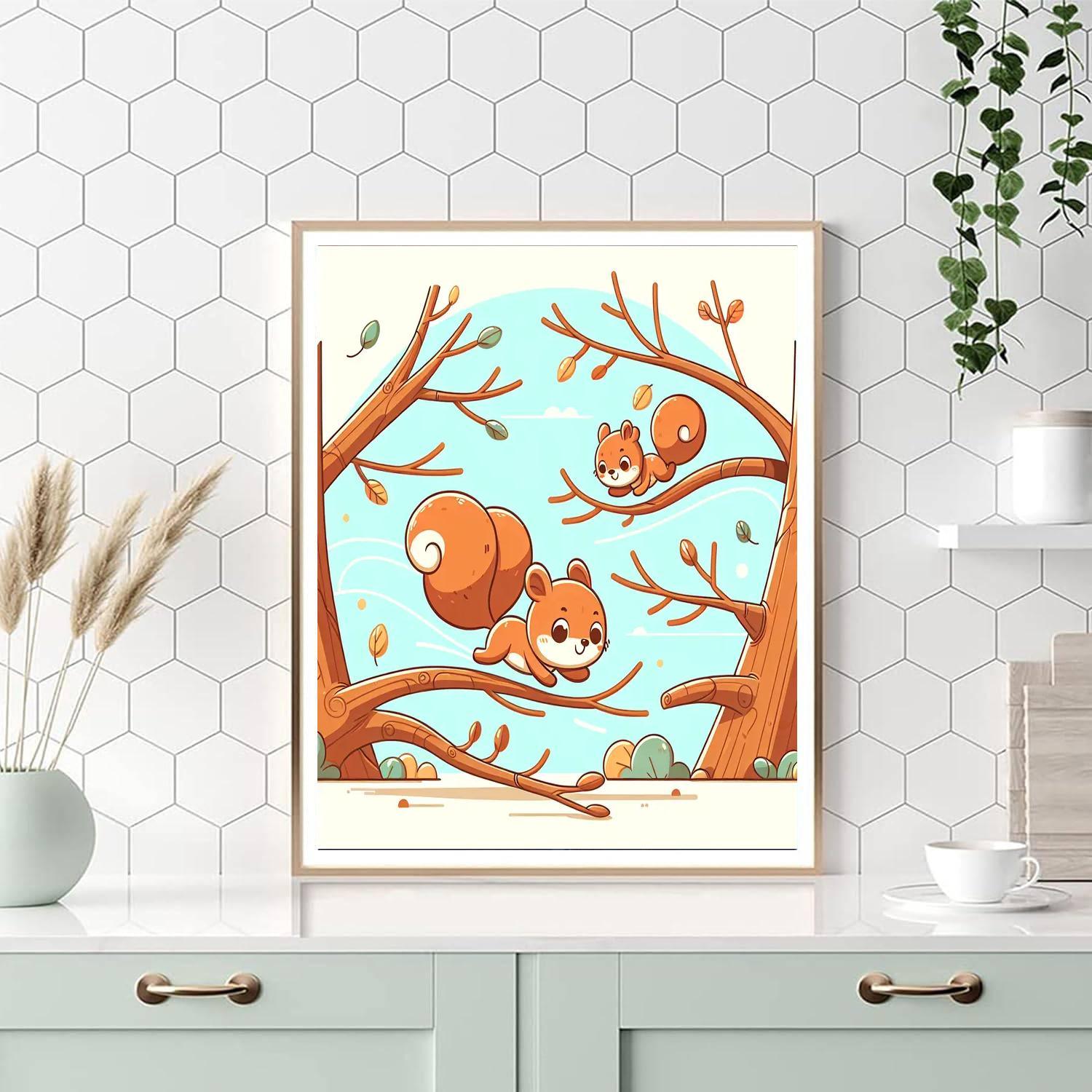 Spirited Squirrel Chase Paint By Numbers Kits