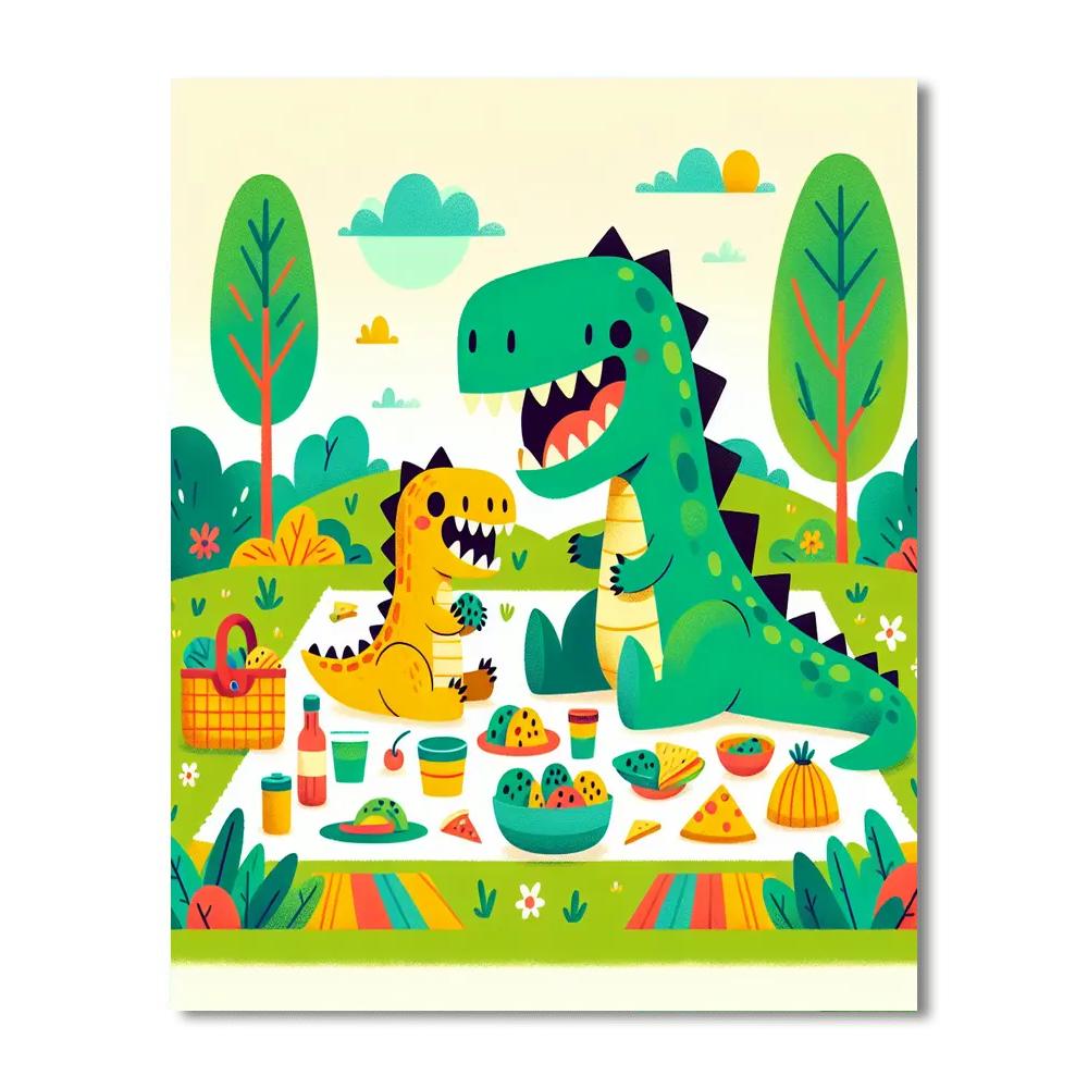 Friendly Dinosaur Picnic Numbered Painting Kits