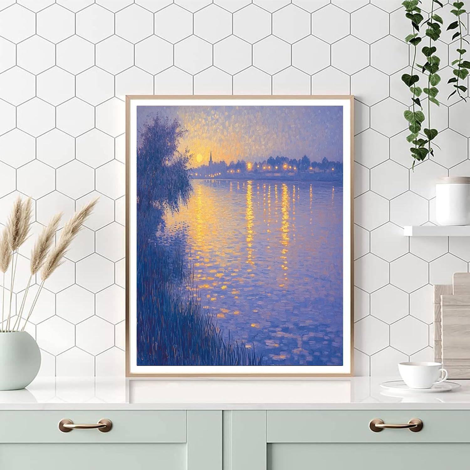 Georges Seurat Inspired Reflections Of Twilight  Paint By Number