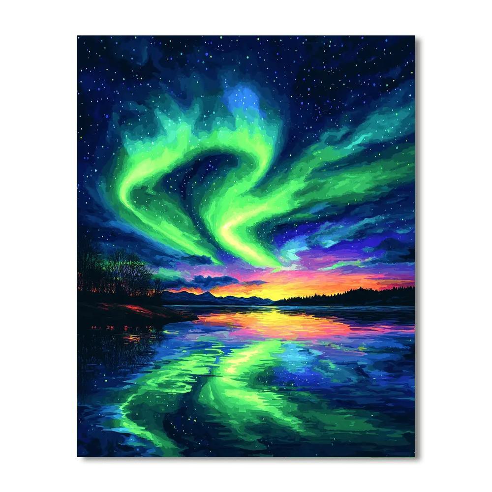 Georges Seurat Inspired Aurora Borealis Elegance  Paint By Numbers