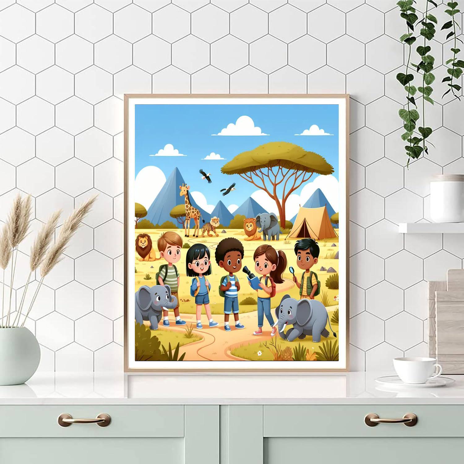 Safari Exploration Camp Number Painting