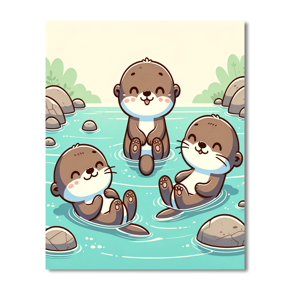 Giggling Otter Family Paint By Color